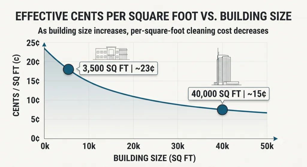 Owner reviewing margins to calculate commercial cleaning rates by building type